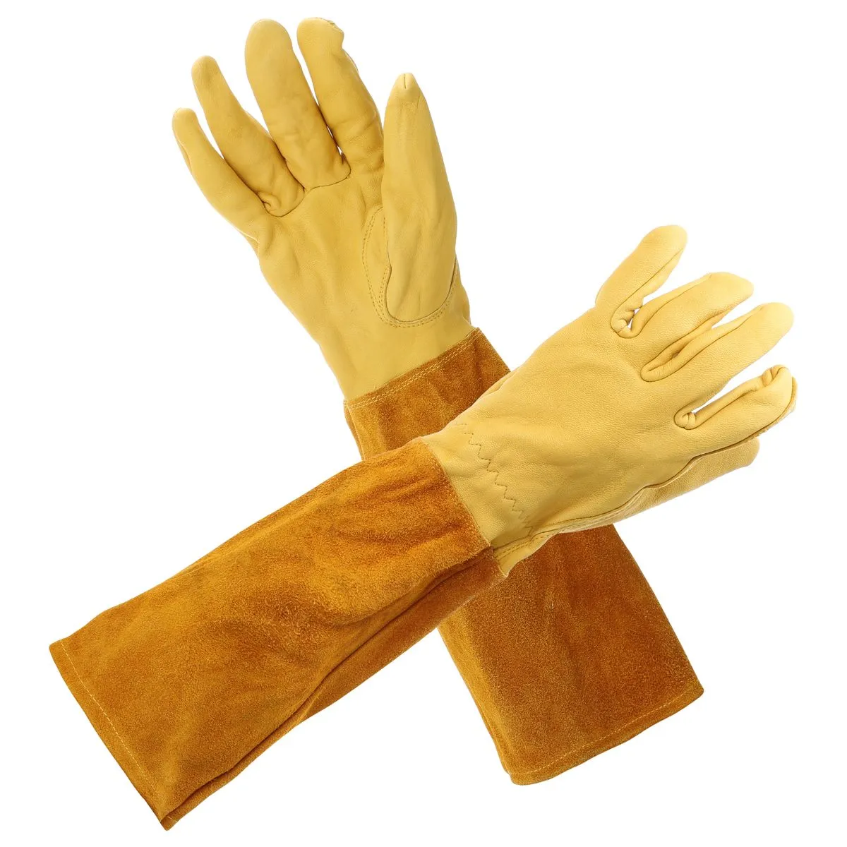 Yellow XL Size Leather Protective Gloves