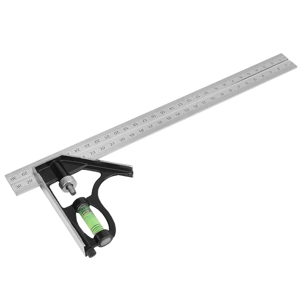 Adjustable 300mm Square Ruler with Bubble Level