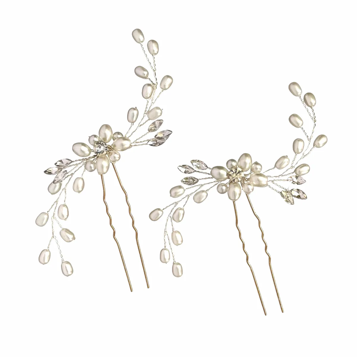 Dainty Crystal and Pearl Bridal Pins - Twin Pack