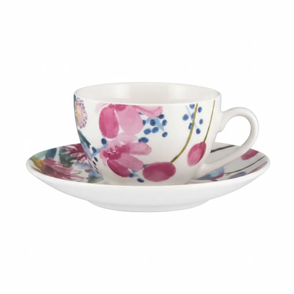 Maxwell and Williams Eucalyptus Bloom Demi Cup and Saucer Set 100ml