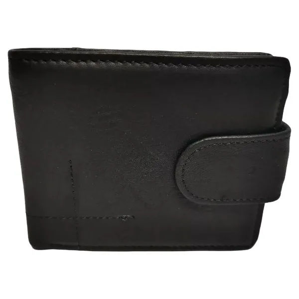 Men's Genuine Leather Bifold Wallet for 7 Cards + SD memory card holder - Black