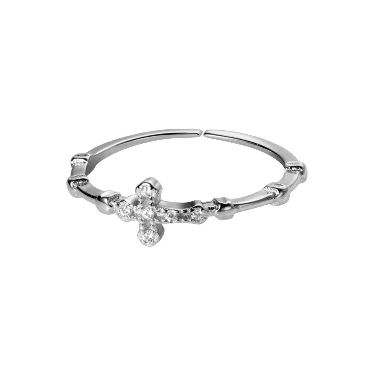 925 Sterling Silver Rings for Women, Cross Faith Adjustable Promise Ring