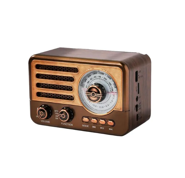 Retro Portable AM/FM/SW Radio with Bluetooth, MP3, USB & TF Card Playback