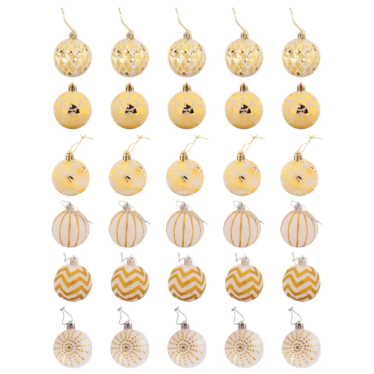 30Pcs Christmas Tree Decor High Qulity White Gold Ball Ornament