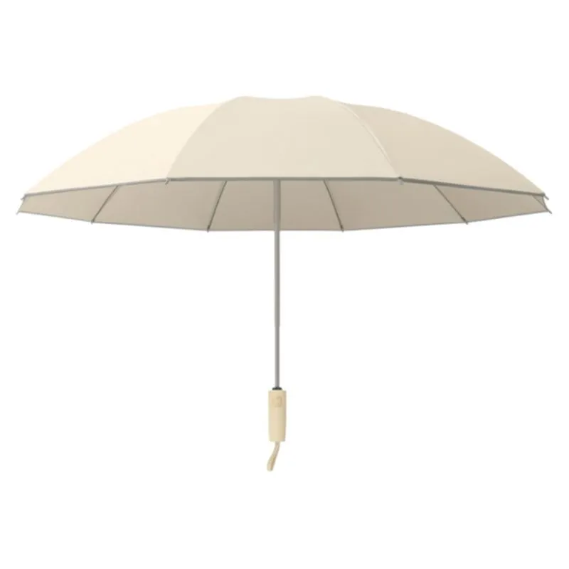 10 Ribs 3-Fold Reverse Automatic Folding Umbrella,Light Khaki