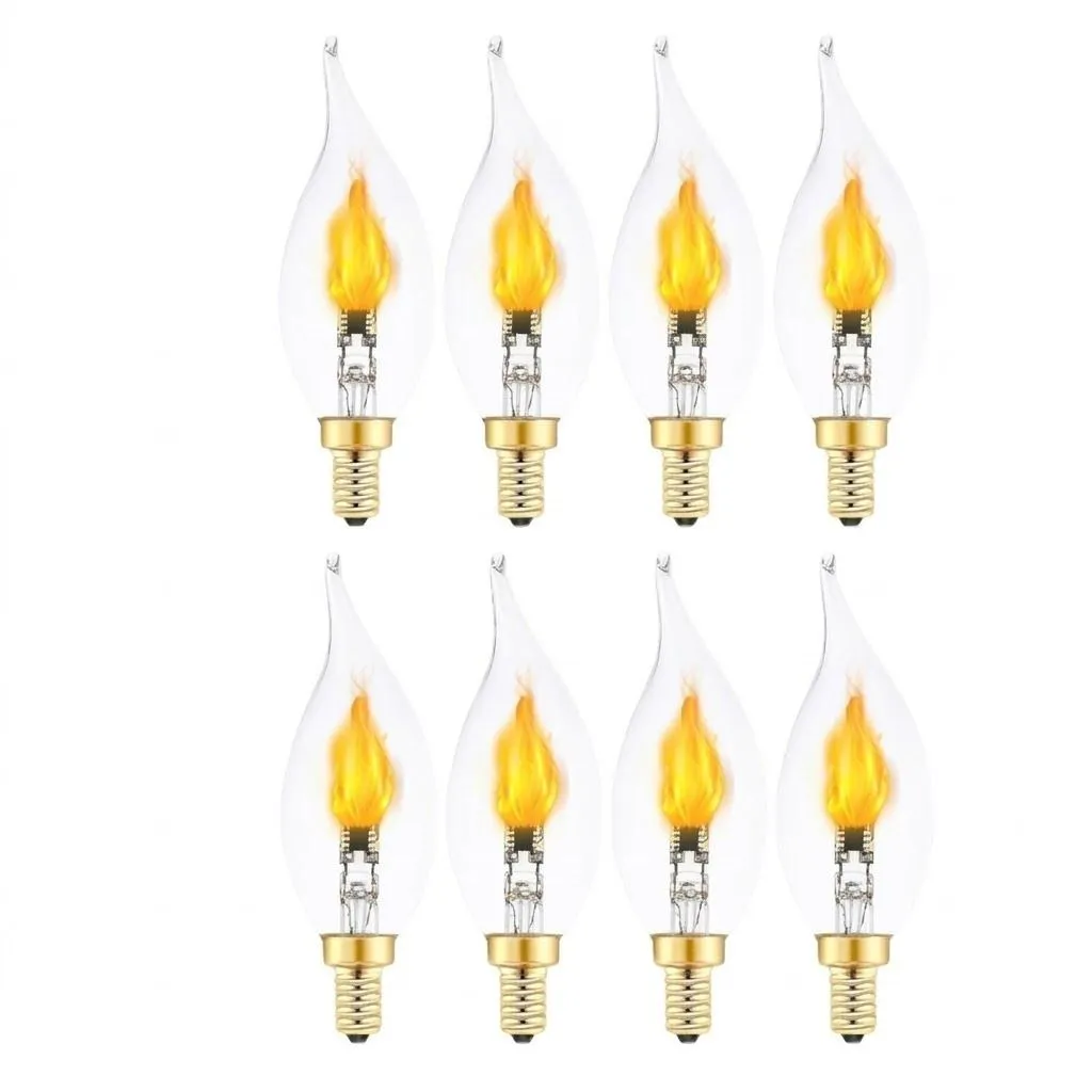 E12 LED Flickering Flame Light Bulbs Warm White 8 Pack