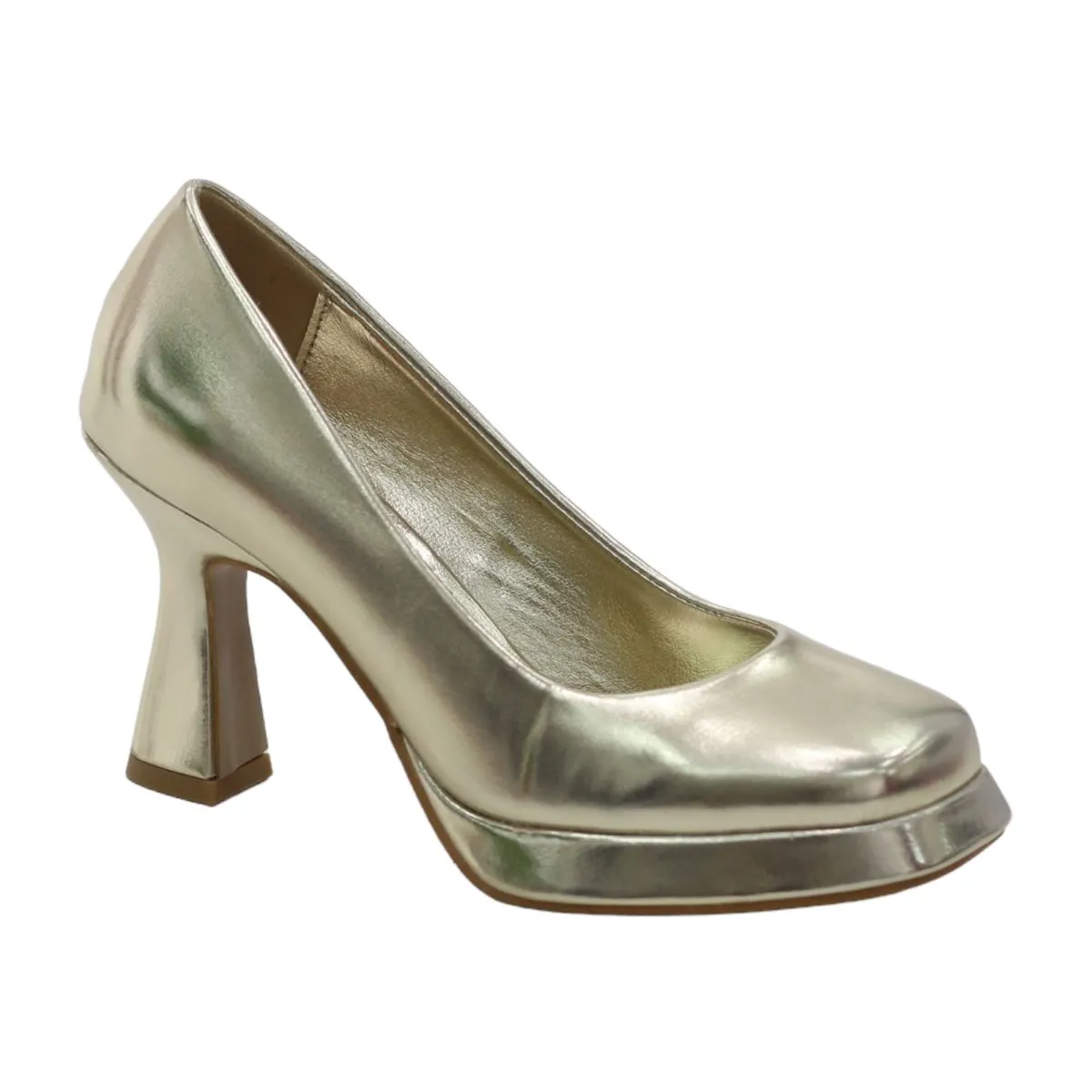 LaMara Paris Concorde 9 cm Heel Platform Court Shoe Gold