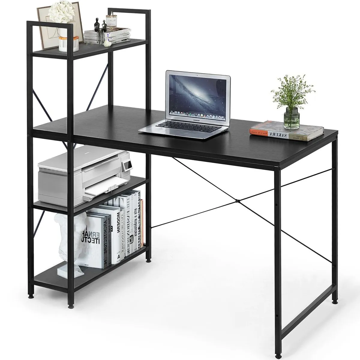 Computer Desk Storage Shelf Office Student Desk - Black