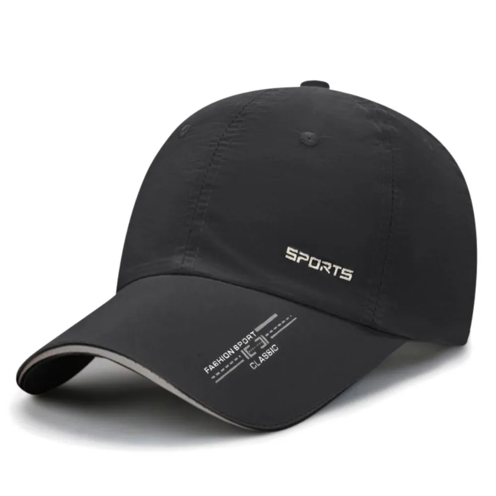 Outdoor Casual Solid Color Sport Baseball Cap Sunscreen Hat Peaked Cap - Black
