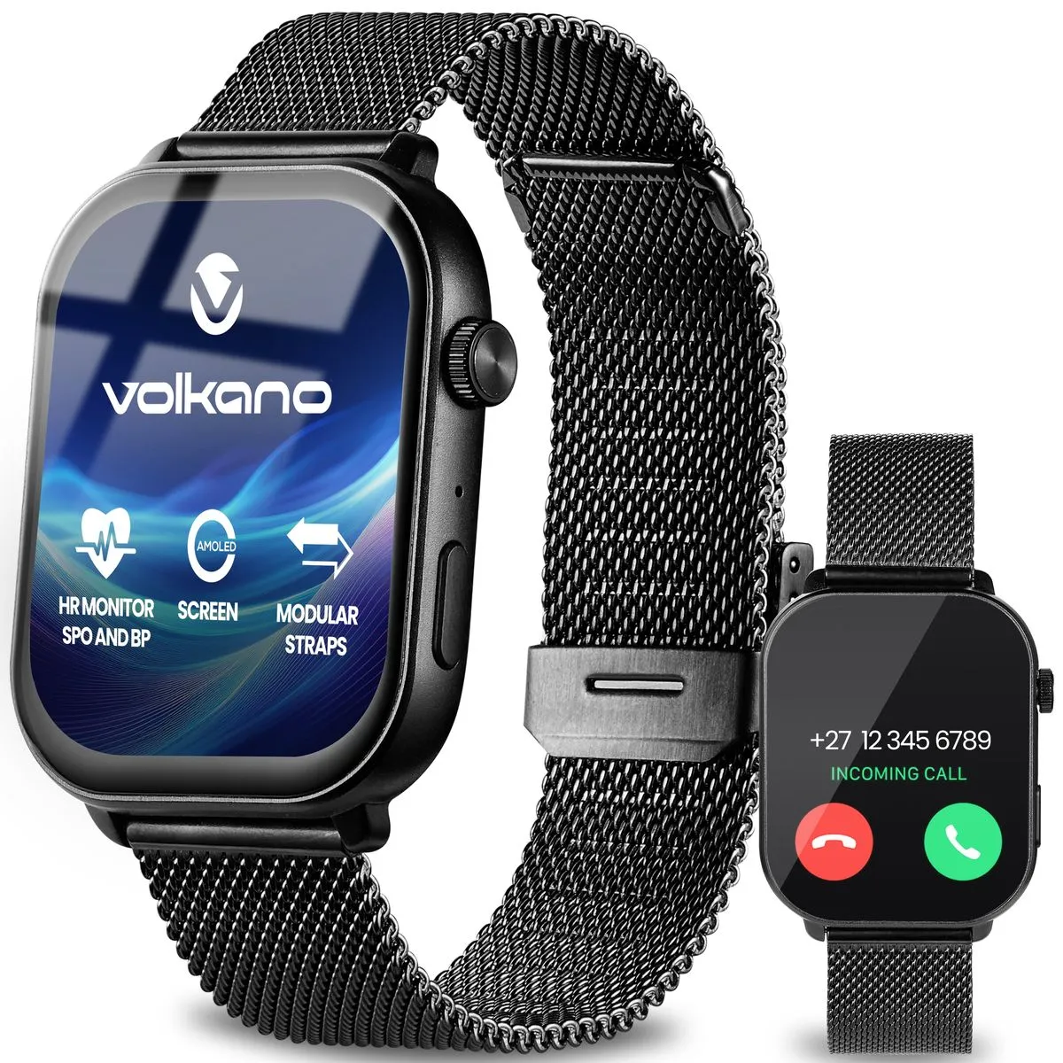 Volkano Trinity Series Bluetooth Smartwatch with 2 straps - Black