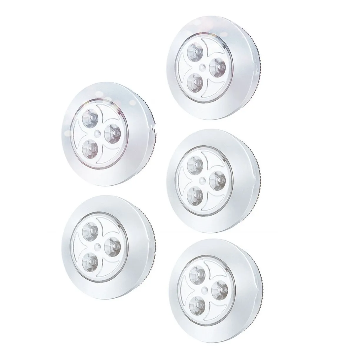 5 Pack Led Press Lamp For Hallway Kitchen Bedroom Cabinets Silver