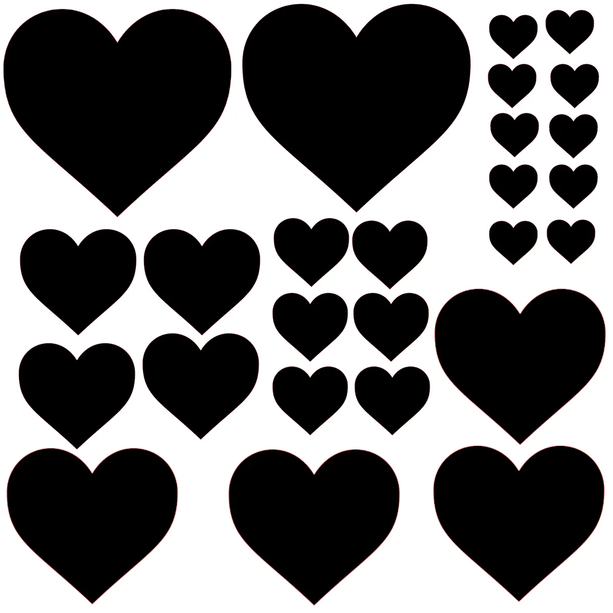 TrendSpire Hearts Vinyl Stickers (Colour) - Set of 26 - Black