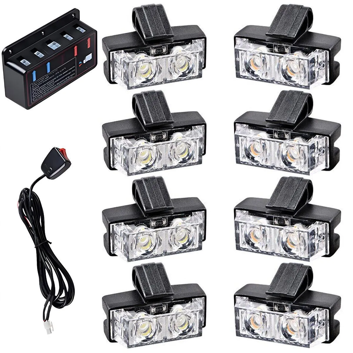 LED Emergency Warning Lights/Police Flash Lights Grill Clip-On Lights - White