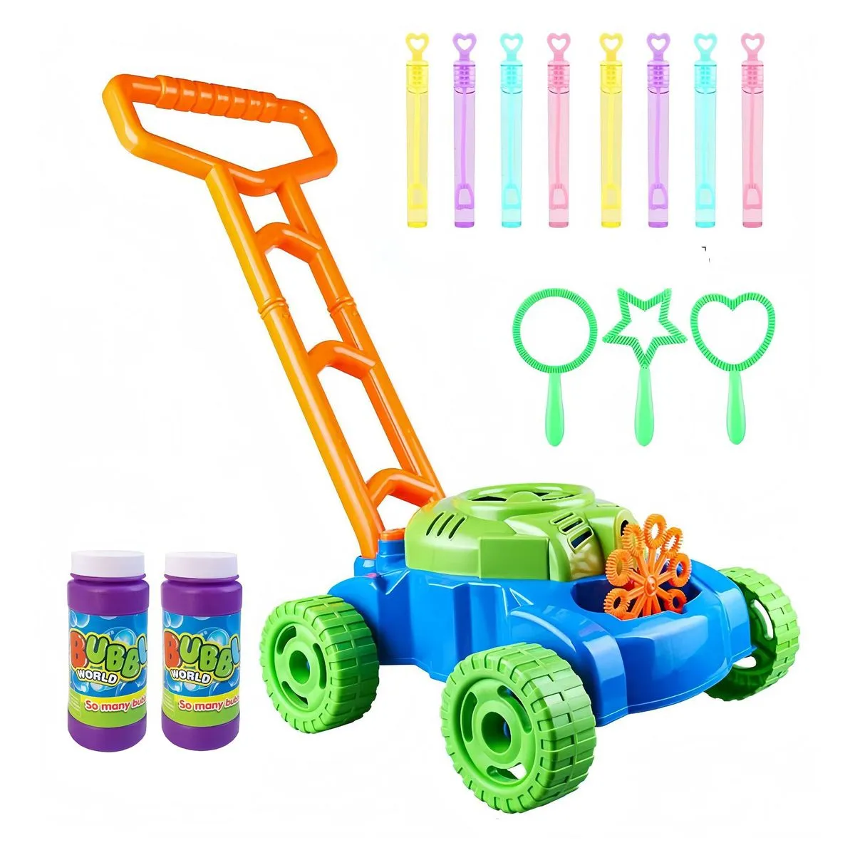Bubble Lawn Mower for Toddlers With Solutions&Sticks