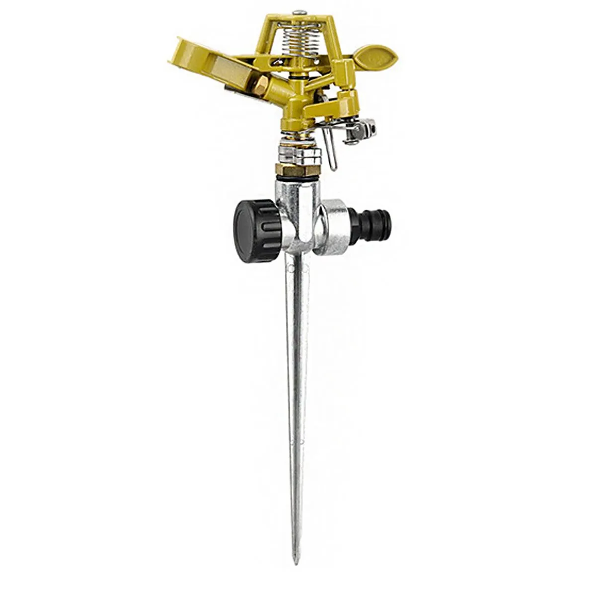 3/4 Inch Brass Impact Sprinkler Head Lawn Watering Sprinkler on Metal Spike