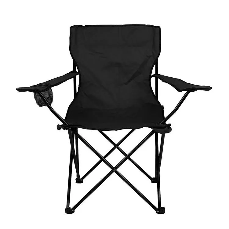 Portable Outdoor Folding Chair Beach Rack Chair Seat With Cup Holder - Black