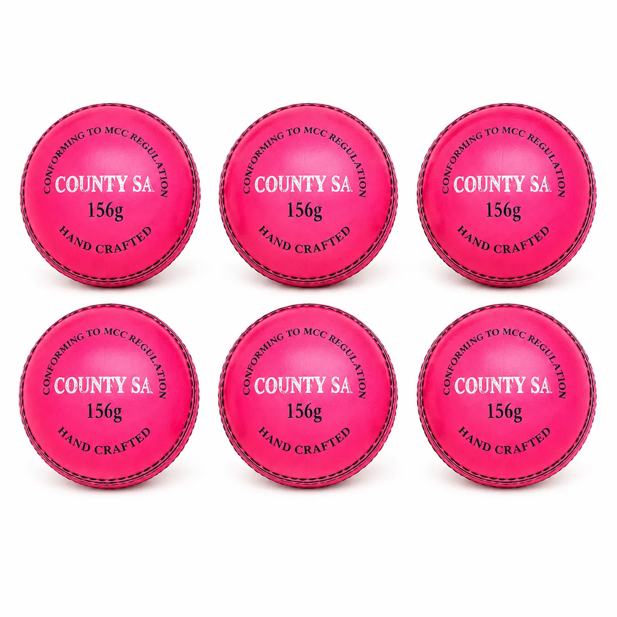 COUNTY SA 156g 4-Piece Cricket Balls - Pack of 6 - Pink