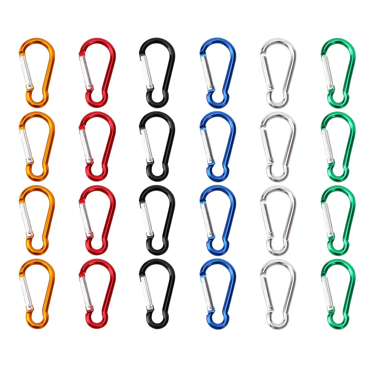 Mini Aluminium Carabiner Spring Clips - 24 Pieces