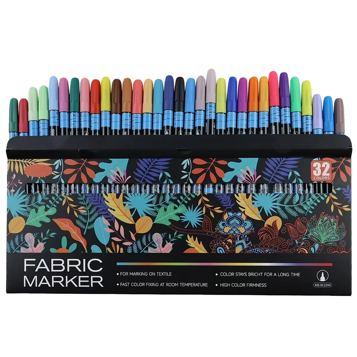 Fabric Markers Pens,Fabric Drawing Set,Washable Fine-Tip Textile Markers - 32 colors