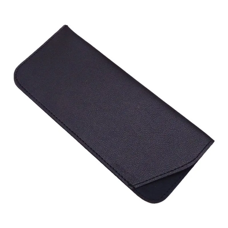 Soft PU Leather Glasses Case Sunglasses Pouch Unisex Protective Cover - Black