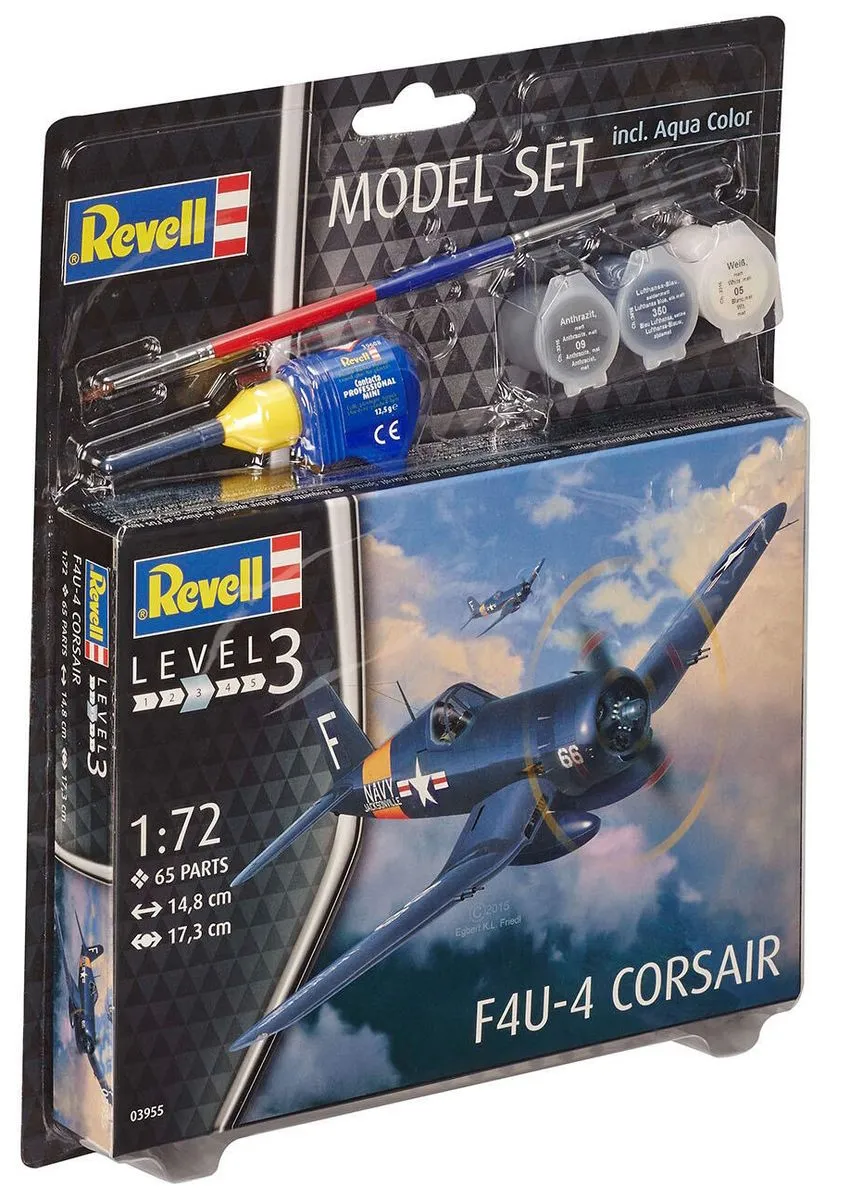 Revell 1/72 F4U-4 Corsair Model Kit w/paints, Glue and Brush