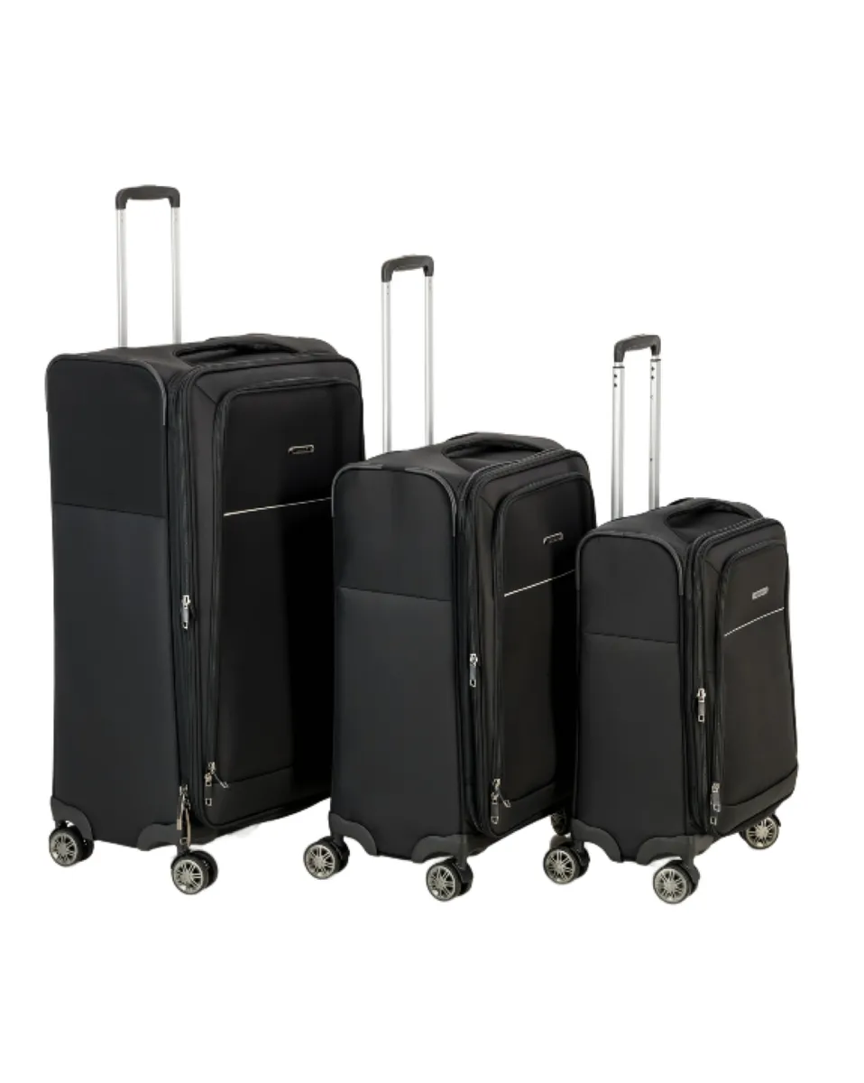So-Fly X-Lite 3 Piece 4 Wheel Spinner Suitcase Set - Black