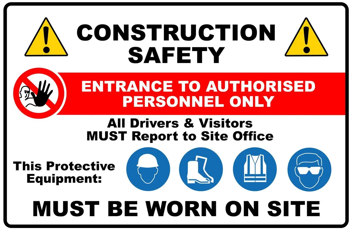 Construction Safety Entrance to authorised personnel only 80x120cm sign.