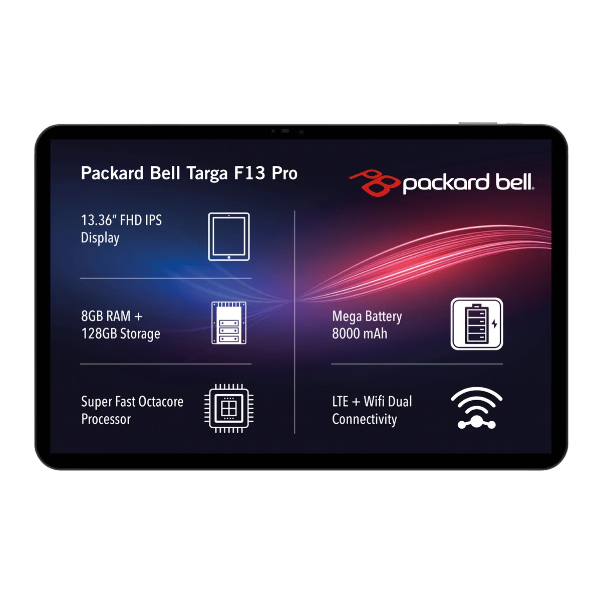Packard Bell Targa F13 Pro 13.34" LTE +Wifi 8GB +128GB Tablet + Folio Cover