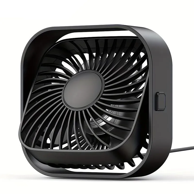 Compact USB Desk Fan - Brushless Motor for Silent Performance, High Airflow - Black