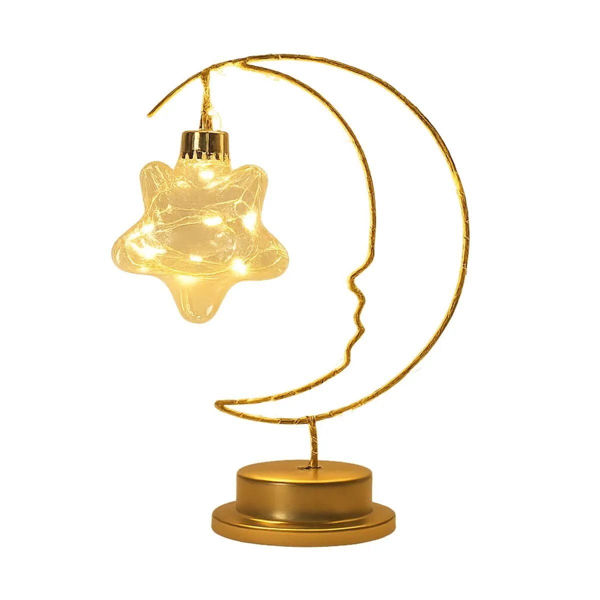 Iron Table Lamp Battery Powered Table Lamp Decorative Night Lamp Warm Light - Glod-Star