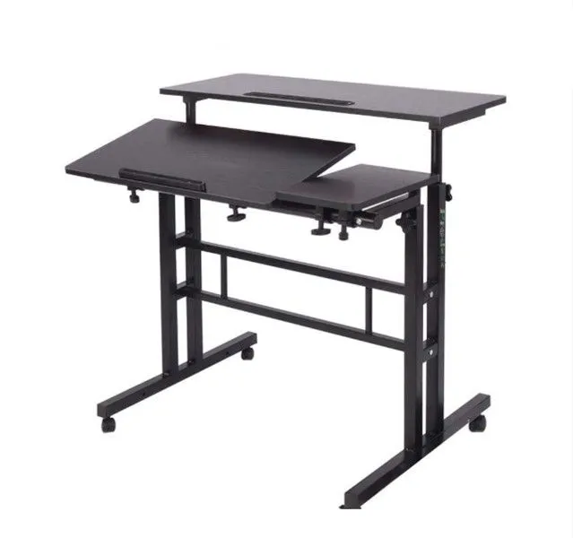 High quality mobile adjustable wheels laptop computer desk car - Black