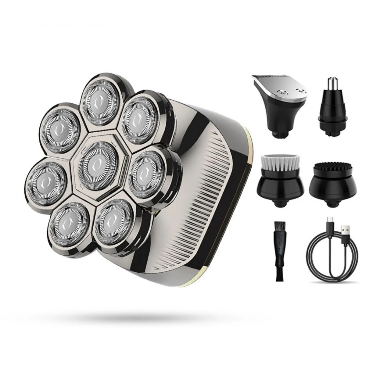 8D Head Shavers for Bald Men, 5 in 1 Electric Razor with LED Display - Gold
