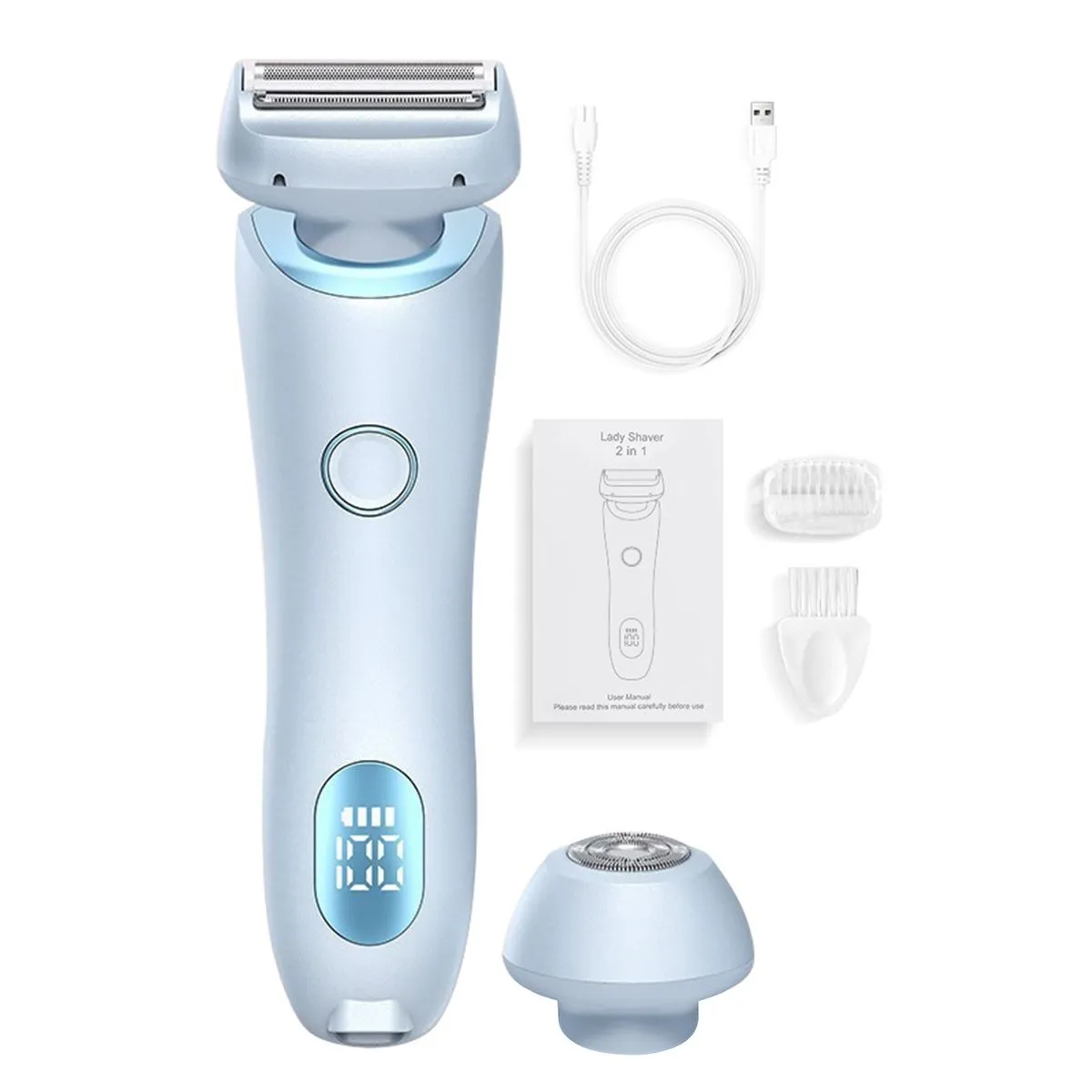 Electric Shaver for Women,Bikini Trimmer Wet Dry Waterproof Electric Razors - Blue