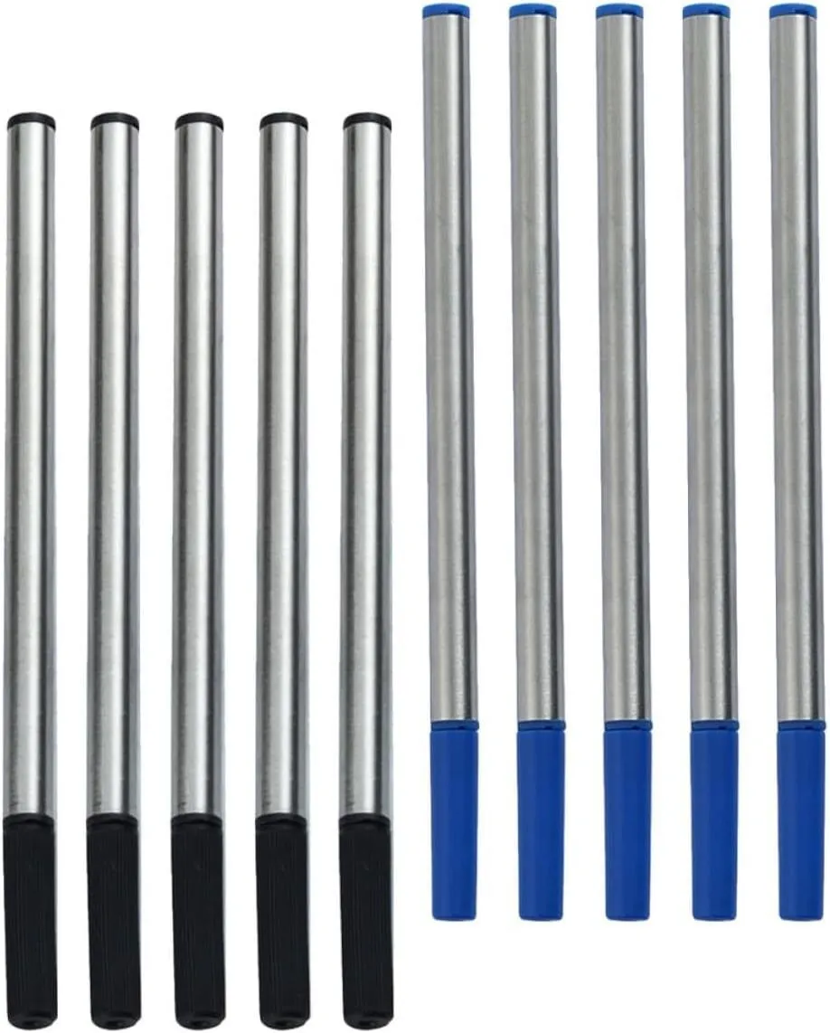 Metal Gel Pen Refills 10pcs Standard Ballpoint Pen Ink Replacement Blue