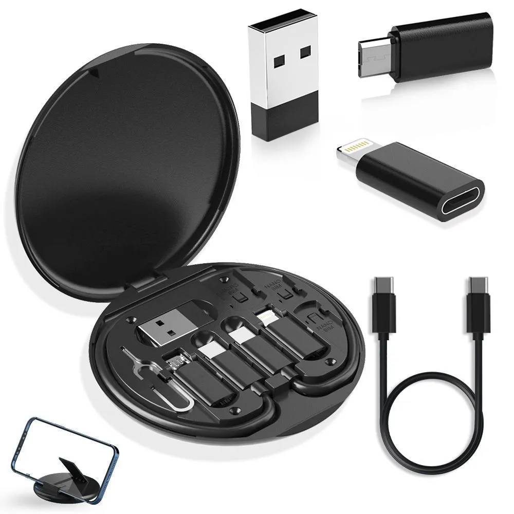 Fast Charging Phone Cable Kit 60W Multi Type-C To USB C To Micro USB - Black