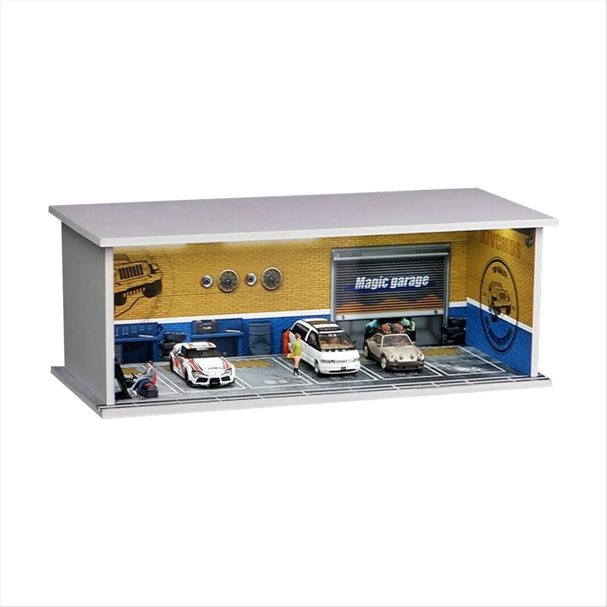 1/64 Diorama Car Garage Model LED Lighting City Car Showroom Scene for Mini