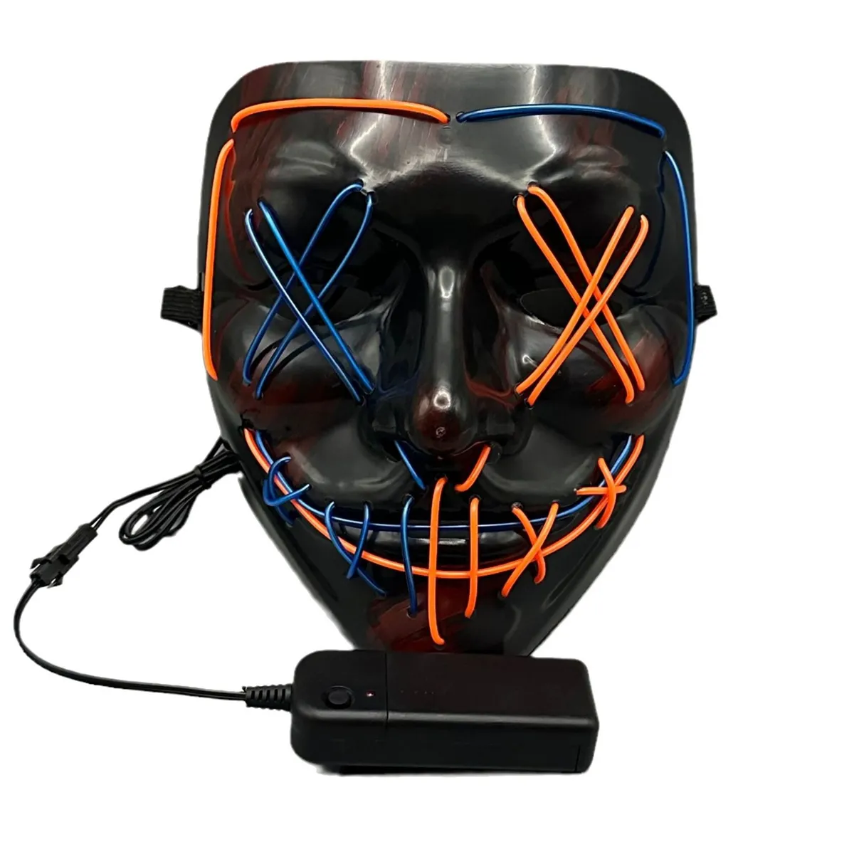 Halloween Mask LED Purge Mask Light Up Cosplay Masquerade Carnival Party - Blue, Orange