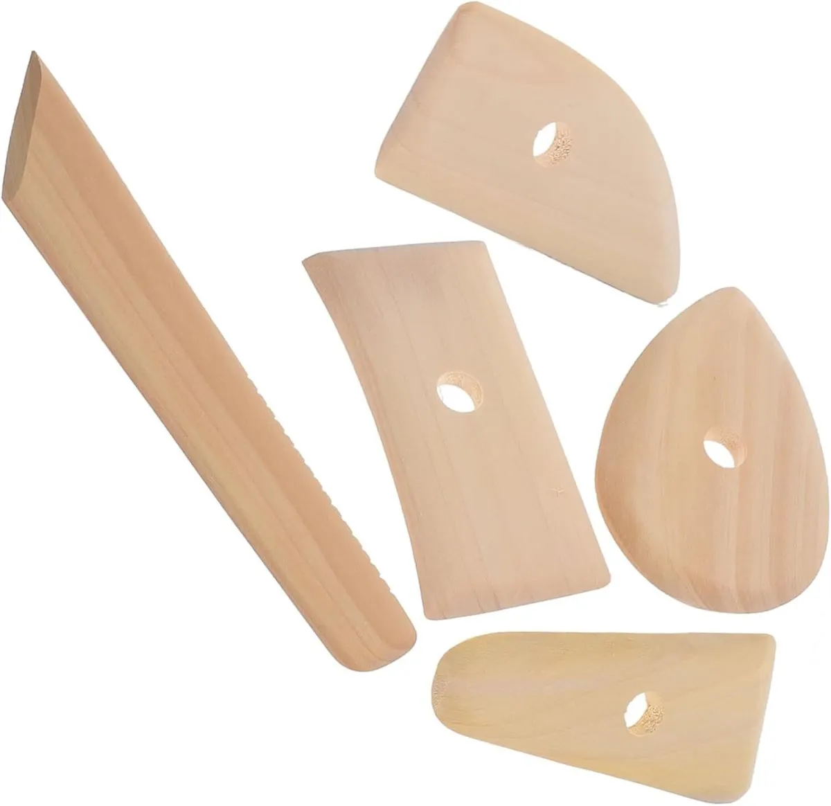 5-Piece Wooden Clay Sculpting Tools Set for Pottery and Ceramics Carving