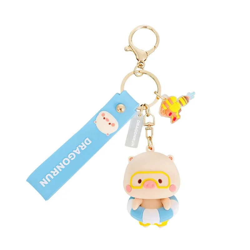 Piggy Cute Pool Party - Swim Ring Keychain Fashion Jewelry Gift for Women