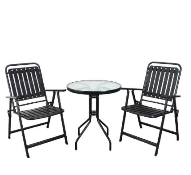 3 Pieces Outdoor Bistro Patio Set Table Chairs Balcony Furniture