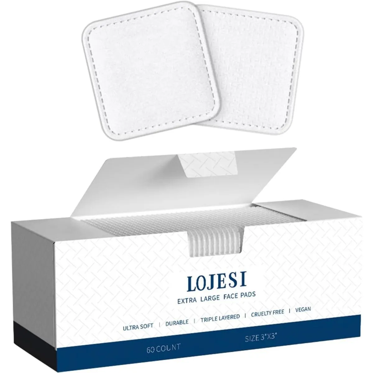 60 Count Soft Cotton Makeup Remover Pad, Facial Cleansing Clean Towel
