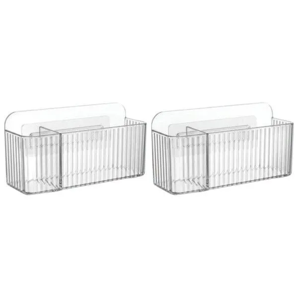 2 Pack - Modern Bathroom & Vanity Storage Organizer - Transparent