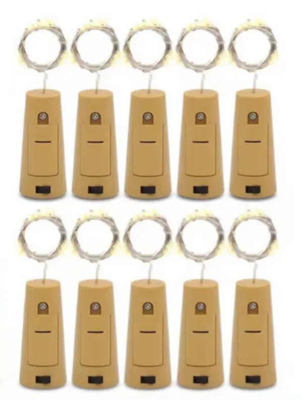10 Pack 2m LED Bottle Cork Lights for Home & Party Event Decorations - Colorful