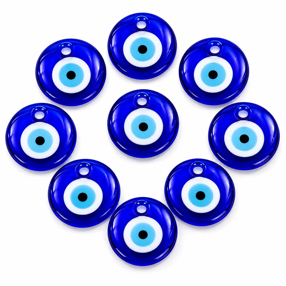 10 Pack Blue Evil Eye Hanging Charms for DIY Crafts and Decor