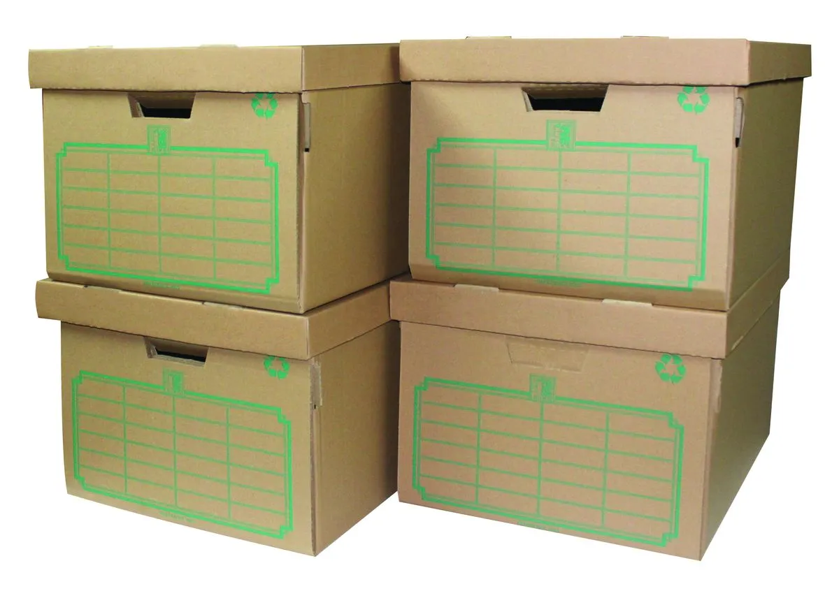Files Large Kraft Corrugated Archive Boxes 4 Pack