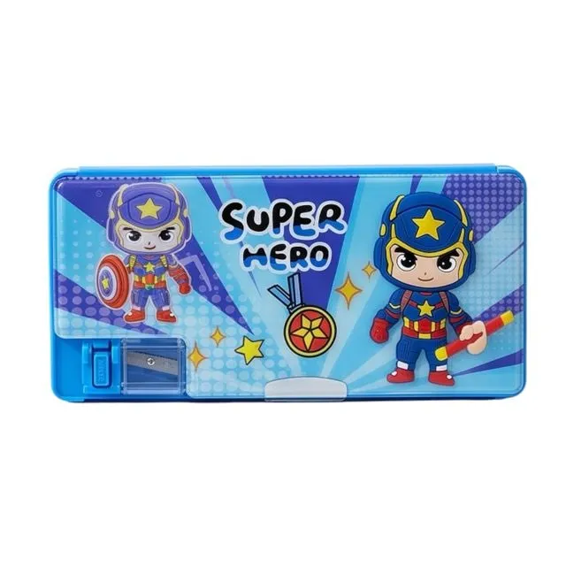 Spider Hero Kids Pencil Case Stationery Set - Blue