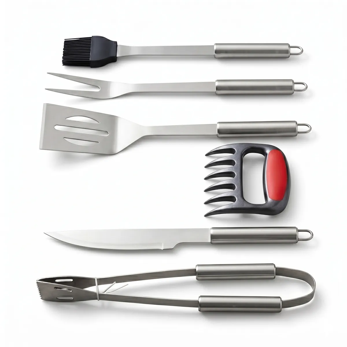 Heavy Duty 6-Piece Braai Set with Stainless Steel Meat Claw