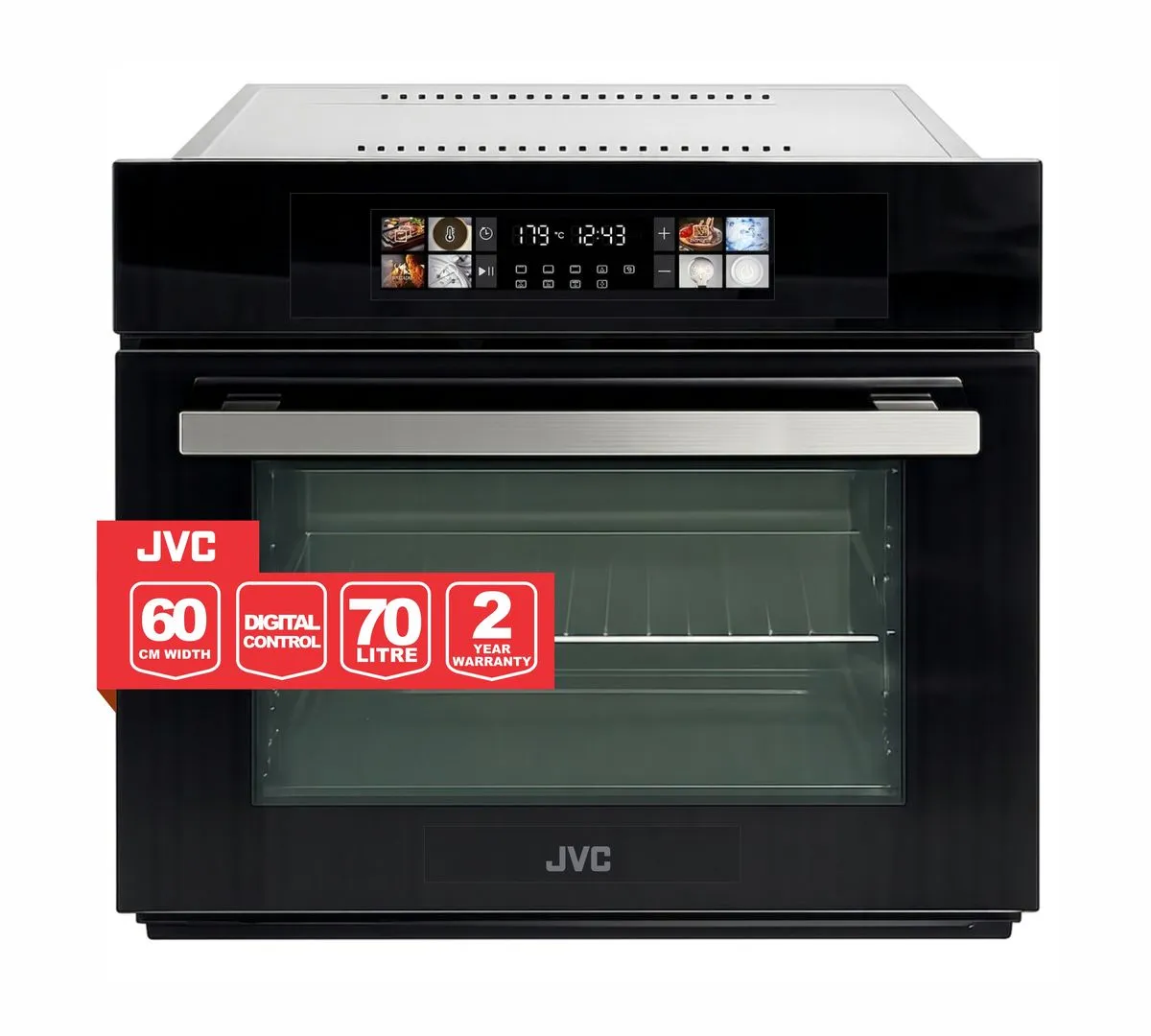 JVC 70L Digital Control Built-In 60cm Oven-Black