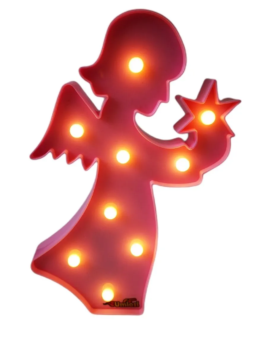 Night Light Angel - Battery Operated Angel - 28 Cm - Pink