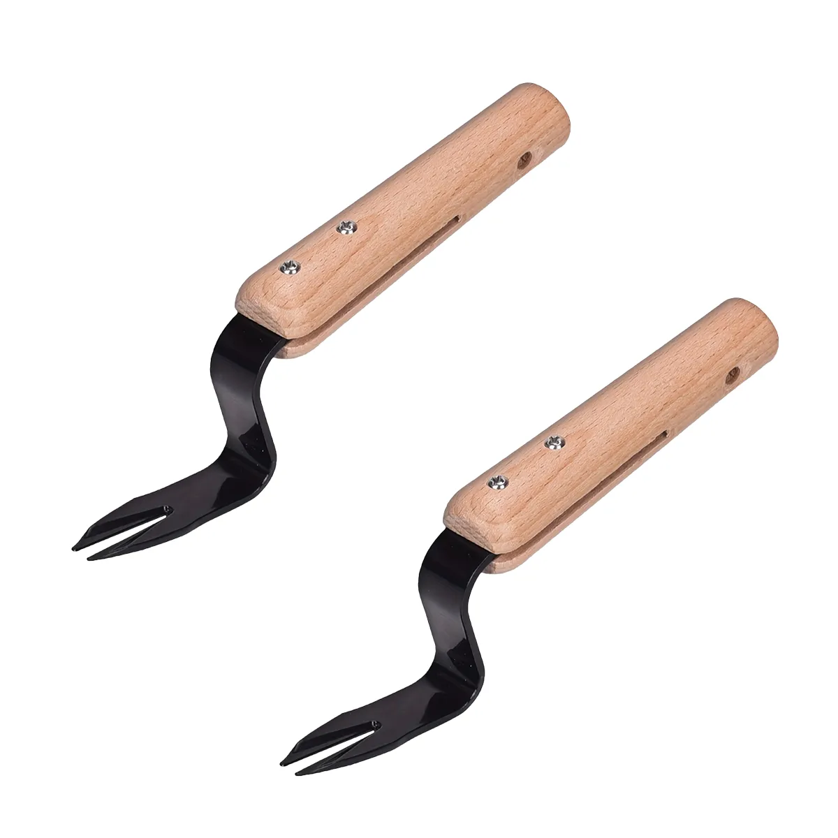 2 Pieces Hand Weeder Weeding Garden Weeder With Wooden Handle